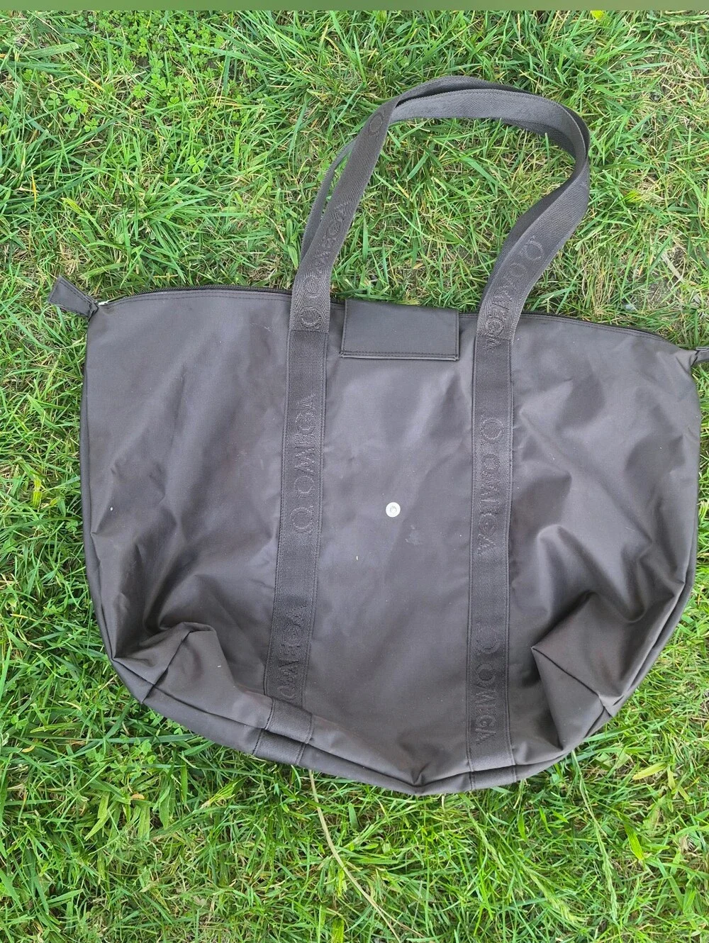 Omega BrownNylon Duffel Tote with Branded Straps